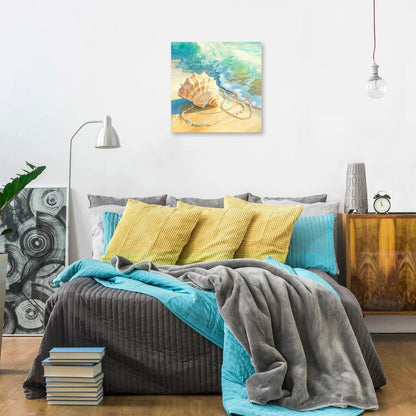 Strand Muschel Wanddekoration Poster Modern Leinwand Welle 14x14in