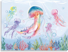 Aquarell Quallen Ozean Poster Meeresleben Leinwand Schlafzimmer