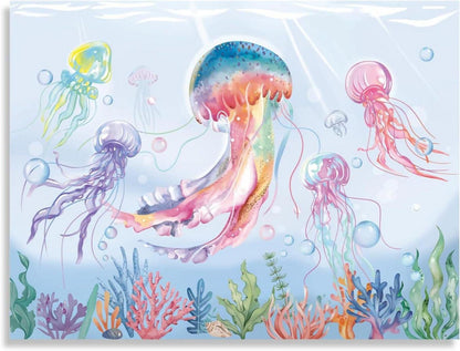Aquarell Quallen Ozean Poster Meeresleben Leinwand Schlafzimmer