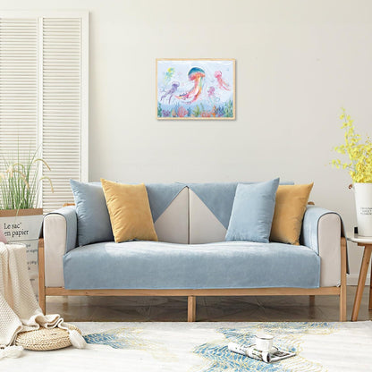 Aquarell Quallen Poster Ozean Wanddekoration Leinwand 12x16