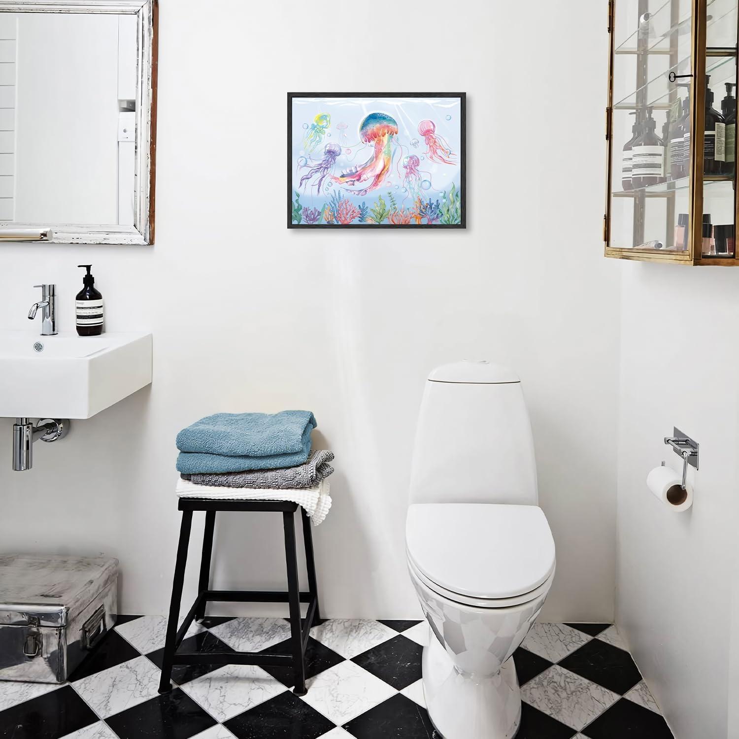 Aquarell Quallen Ozean Leinwandposter 12x16 für Schlafzimmer - Dekor ohne Rahmen