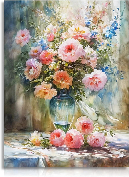 Buntes Blumen Wandbild Poster für Schlafzimmer Wohnzimmer 12x16