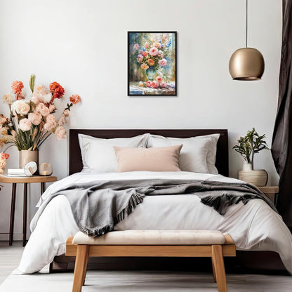 Dazzlewall Bunte Blumen Rosa Ölgemälde Leinwand Poster 12x16 Zoll Ungerahmt