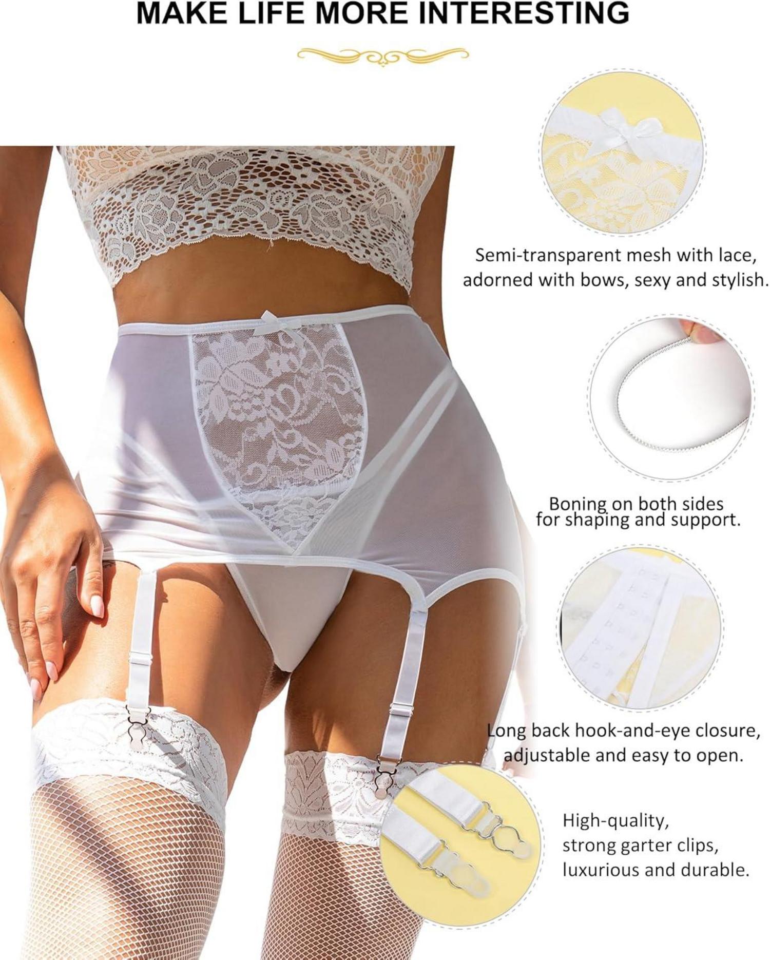 Sexy Spitze Strapsgürtel Retro Übergröße 6 Strapsen Hüftgürtel
