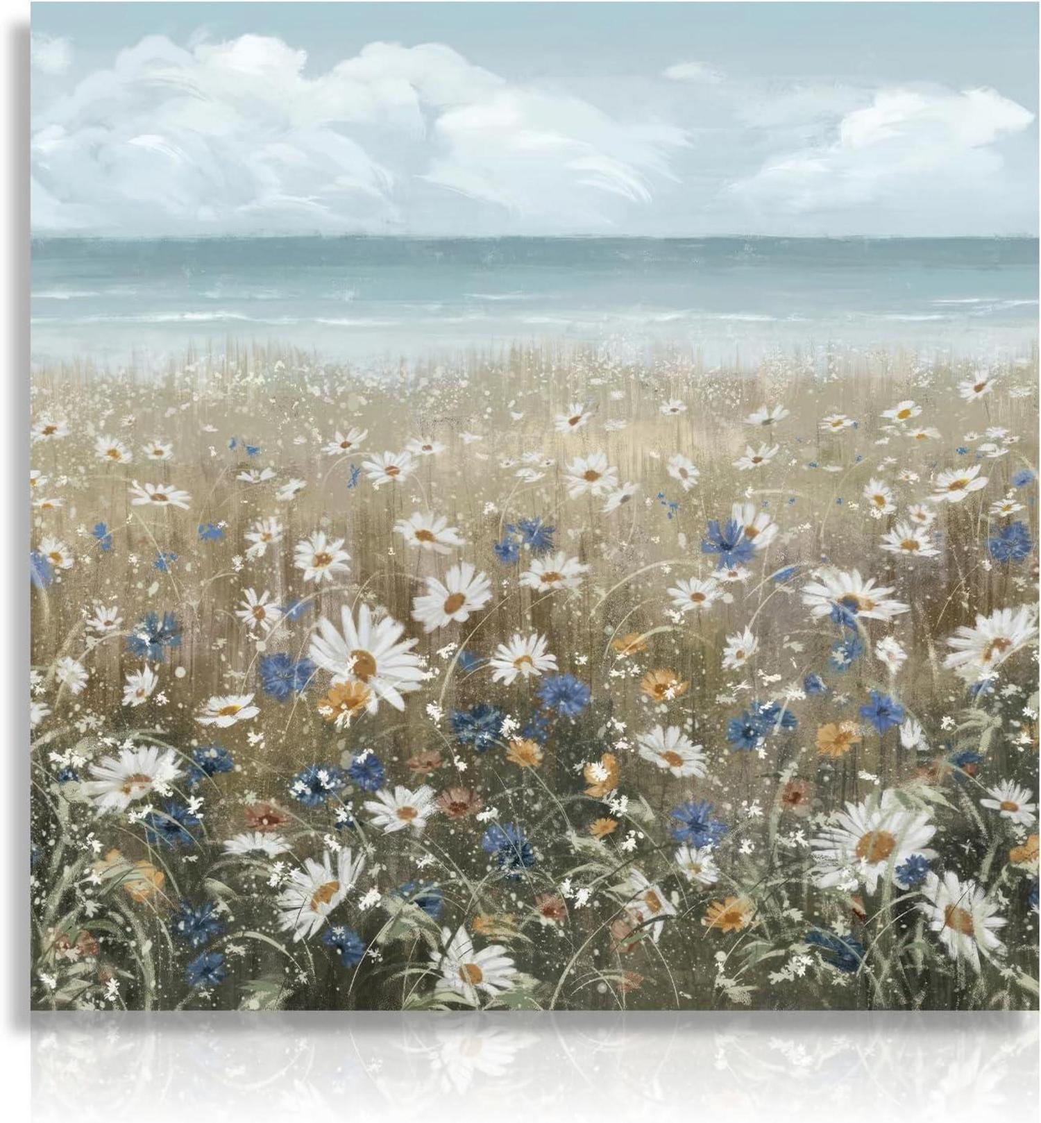 Dazzlewall Wildblumen Strand Gänseblümchen Malerei Leinwand Poster