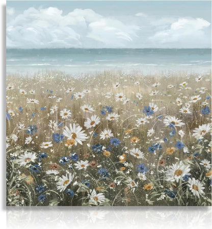 Dazzlewall Wildblumen Strand Gänseblümchen Malerei Leinwand Poster