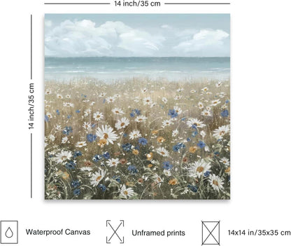 Wildblumen Gänseblümchen Malerei Leinwand Poster 14x14 Schlafzimmer Wohnzimmer