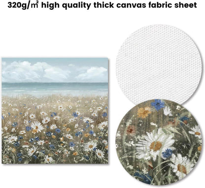 Wildblumen Gänseblümchen Strand Leinwand Poster 35x35cm Ungerahmt