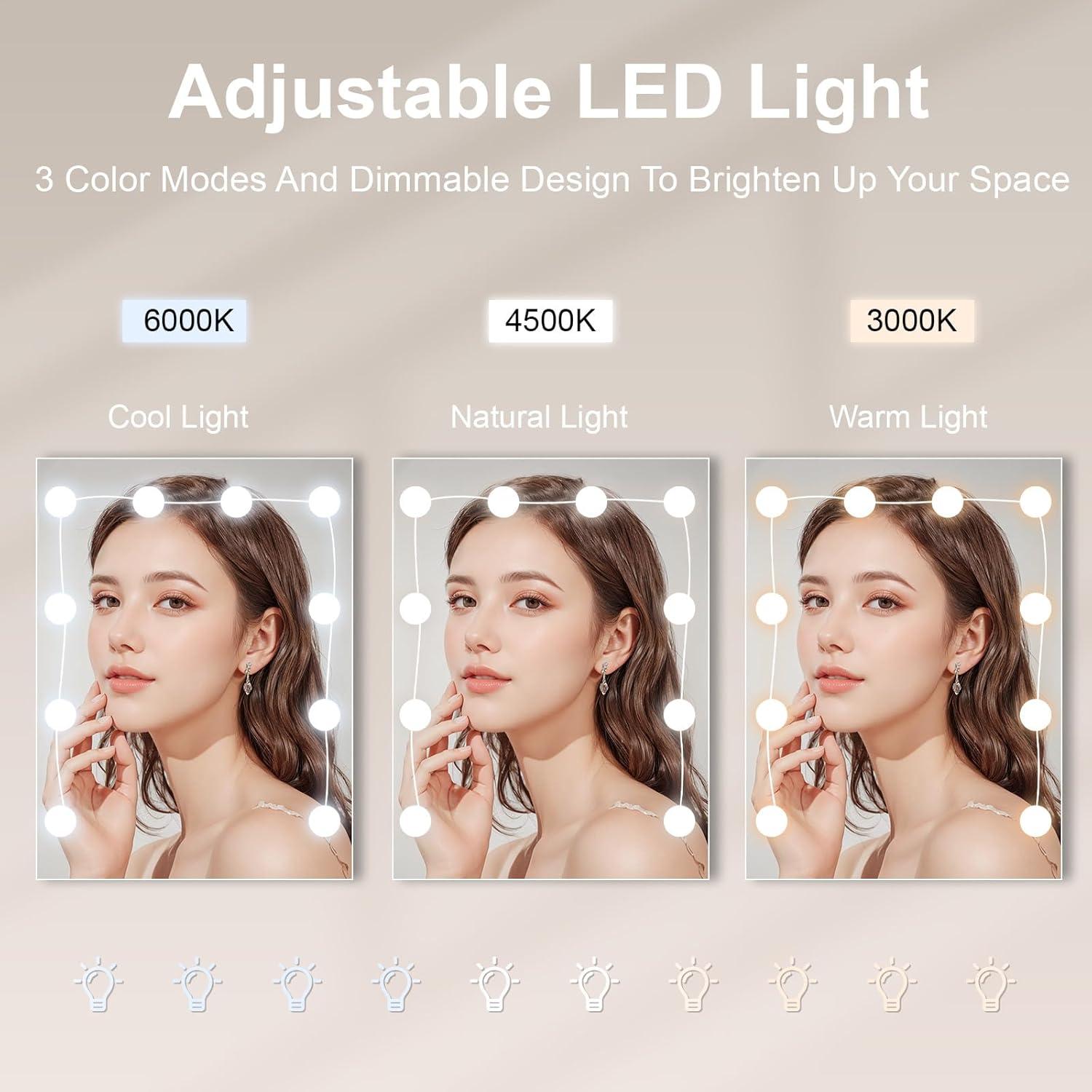 Schminktisch mit verstellbaren LED Lampen und 6 Schubladen
