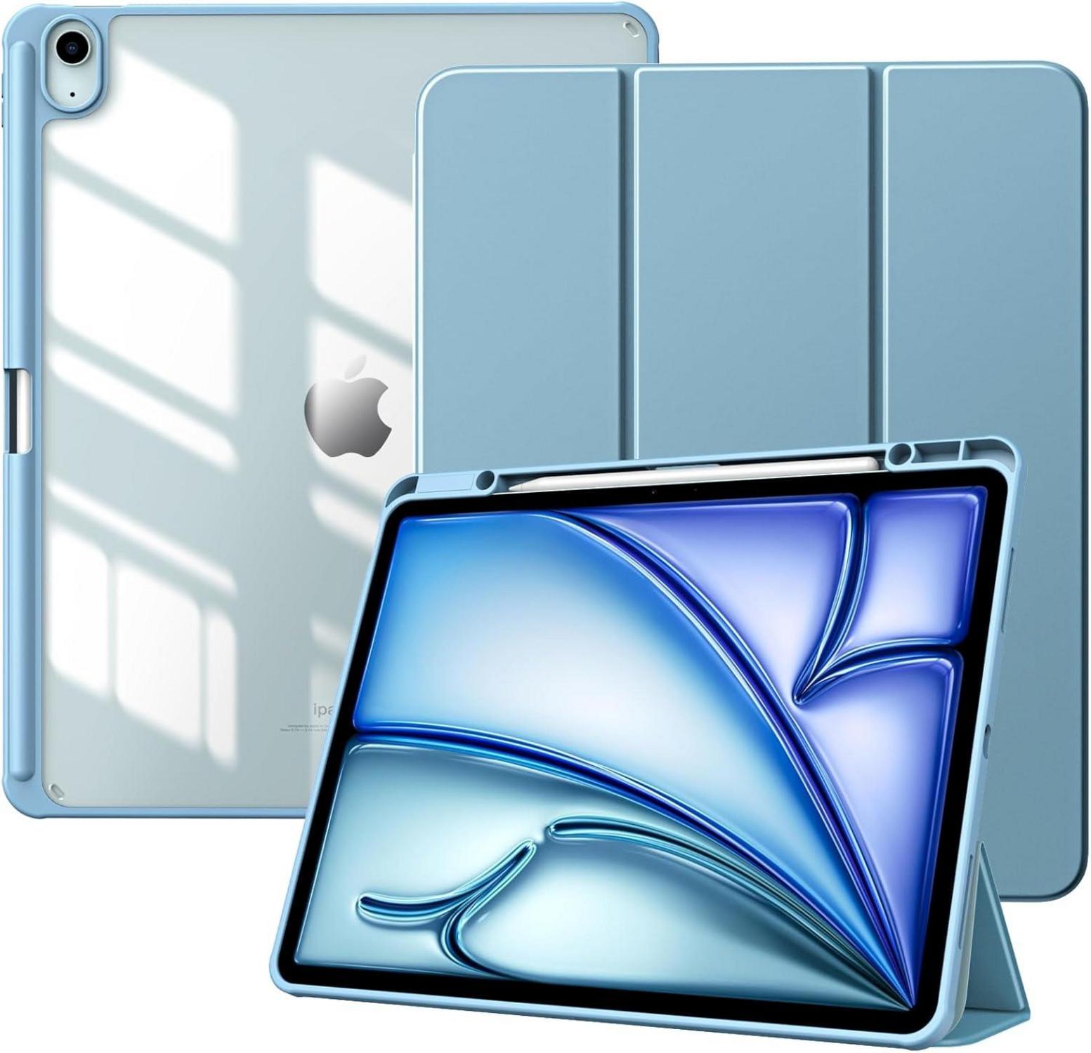 Schutzhülle für iPad Air 13 Zoll 2024 mit Stifthalter Blau Transparent