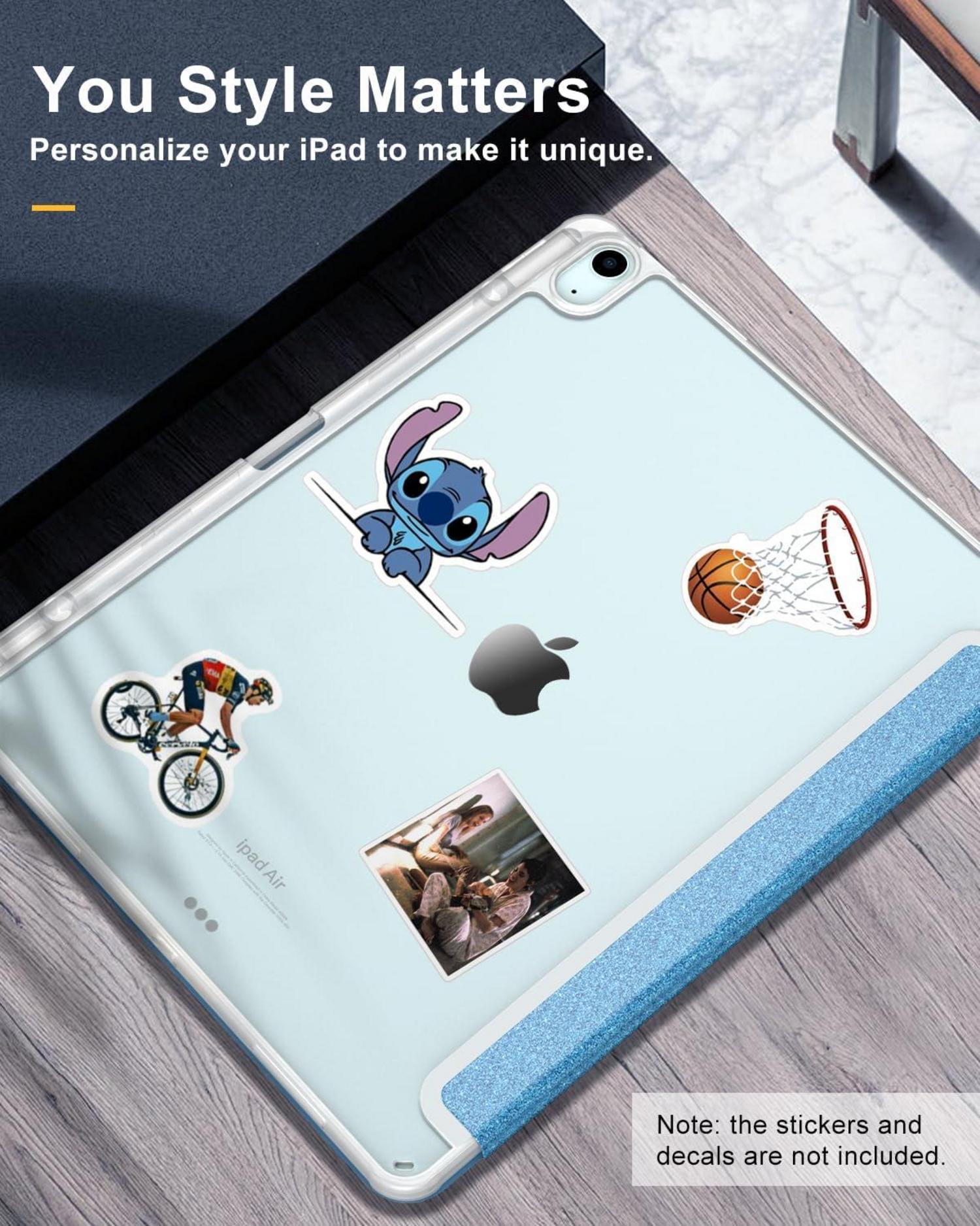 iPad Air 13 Hülle 2024 Stifthalter Transparent Rückseite Blau