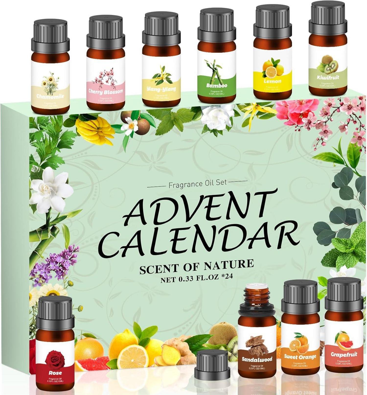 24 Ätherische Öle Weihnachtskalender 2024 - 10ml Duftöle für Diffuser