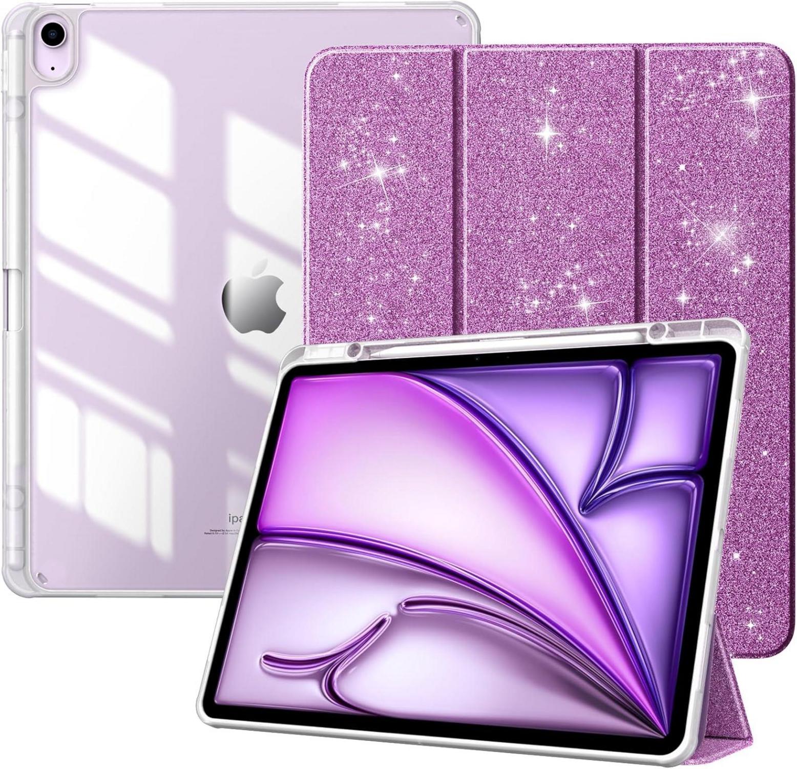 TiMOVO iPad Air 13 Zoll 2024 Schutzhülle Stifthalter Glitter Violett