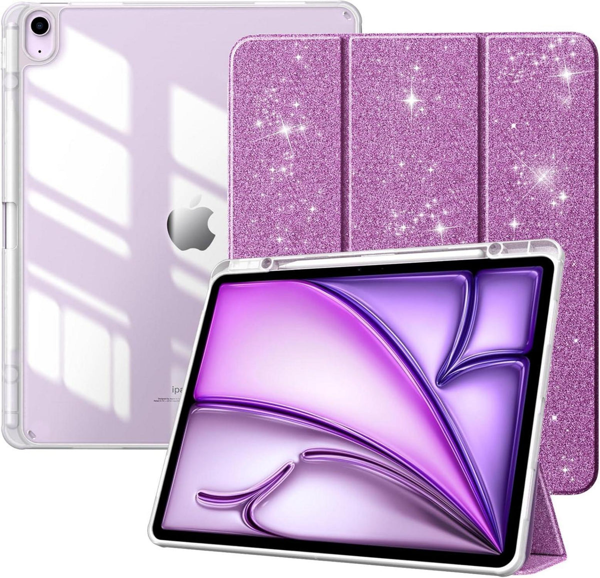 TiMOVO iPad Air 13 Zoll 2024 Schutzhülle Stifthalter Glitter Violett