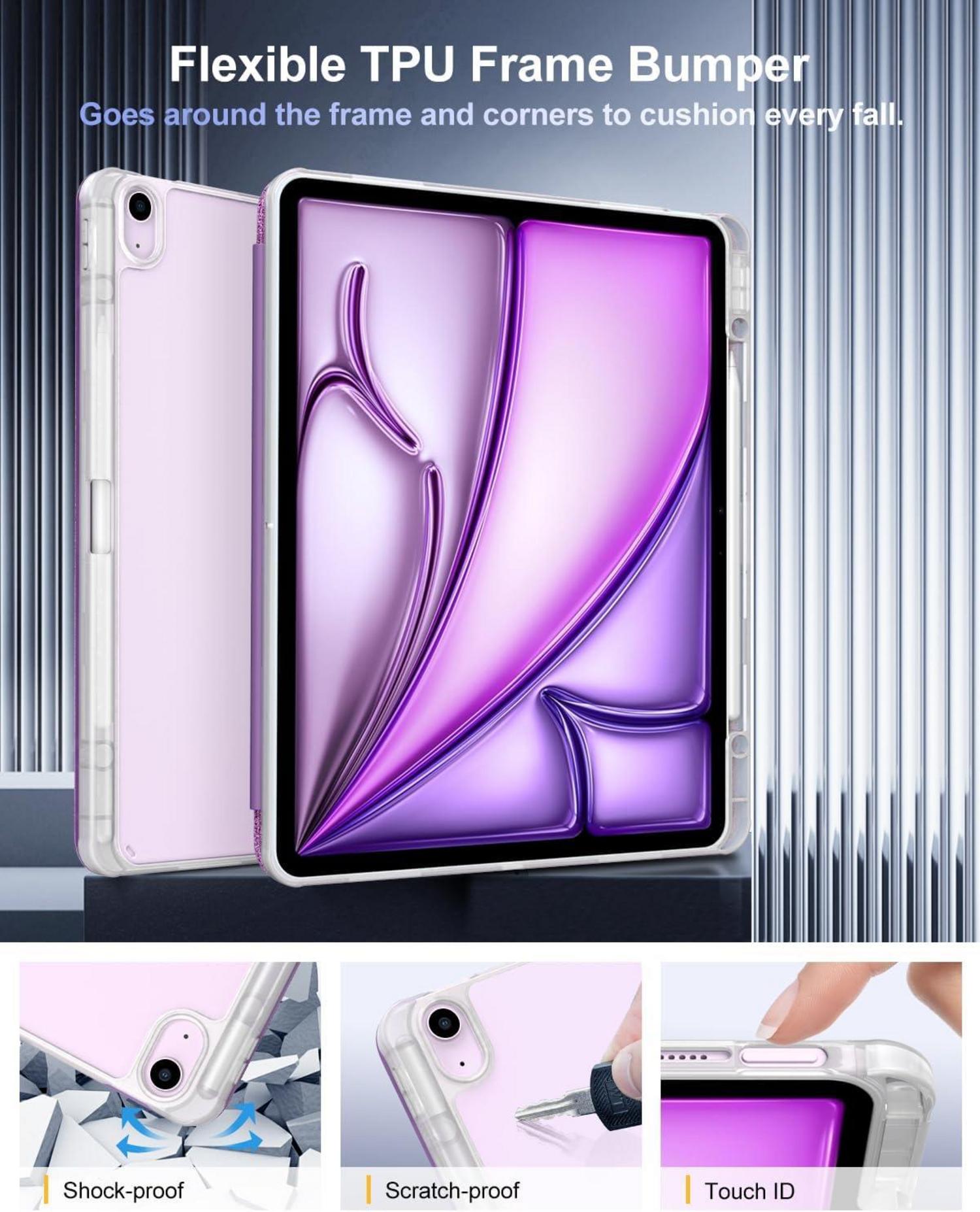 TiMOVO iPad Air 13 Zoll 2024 Schutzhülle Stifthalter Glitter Violett