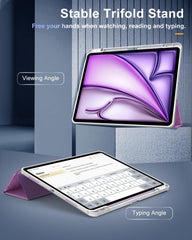 TiMOVO iPad Air 13 Zoll 2024 Hülle mit Stifthalter Glitter Violett Transparent