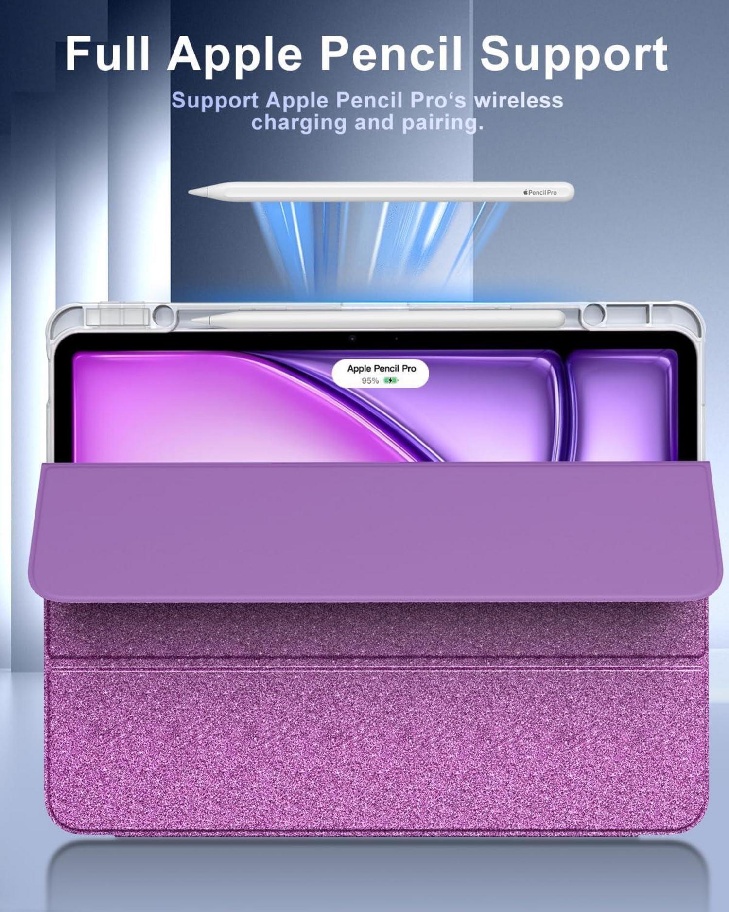 Schutzhülle für iPad Air 13 Zoll 2024 Stifthalter Glitter Violett