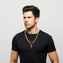 Herren Kreuz Kette Edelstahl Kubanische Halskette mit