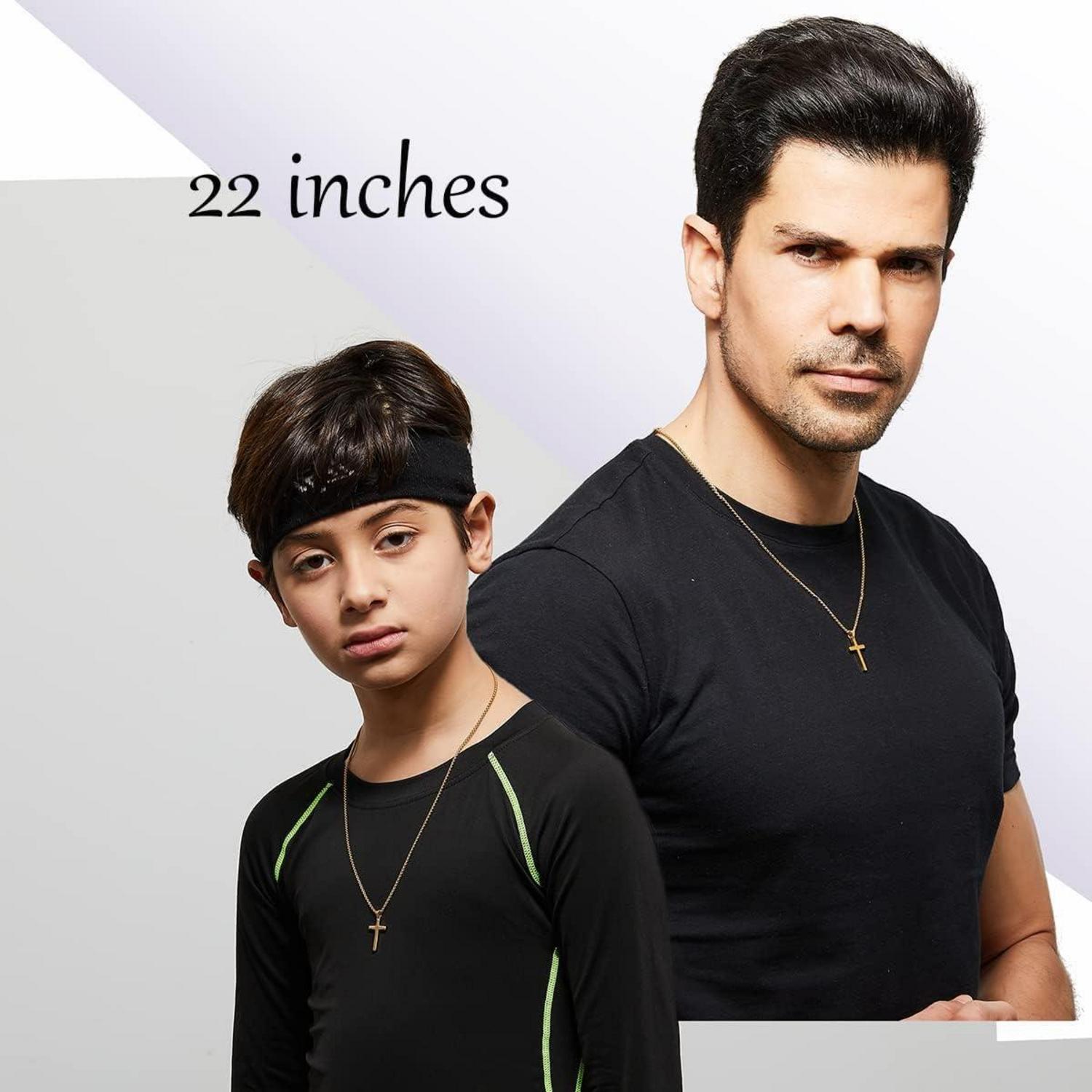 Herren Edelstahl Kreuz Kette Layered Kubanische Halskette Schwarz Gold