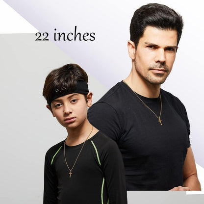 Herren Edelstahl Kreuz Kette Layered Kubanische Halskette Schwarz Gold