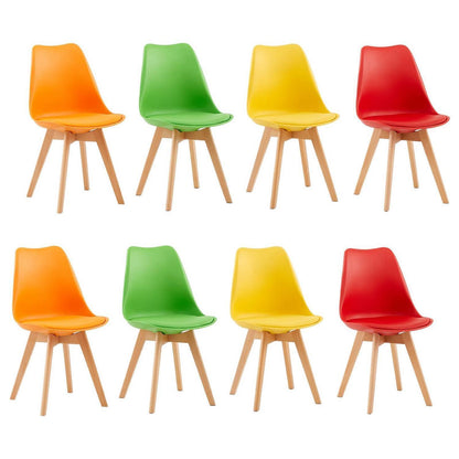 Skandinavische Esszimmerstühle Set (8) – Bunt & Komfortabel