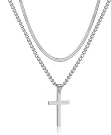 Kreuz Halskette Set Edelstahl Silber Gold Schwarz 60cm