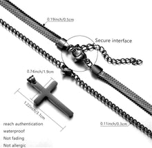 Herren Kreuzkette Edelstahl Layered Halskette Silber Gold