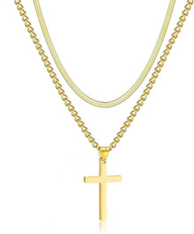 Kreuz Kette Herren Edelstahl Silber Gold Schwarz Layered
