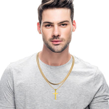 Kreuz Halskette Herren Edelstahl Silber Gold Schwarz Layered
