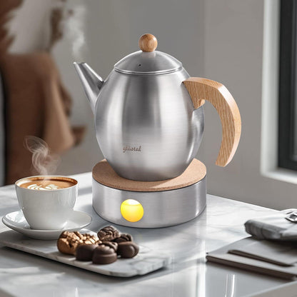 Edelstahl Teekanne 1200ml mit Stövchen & Sieb