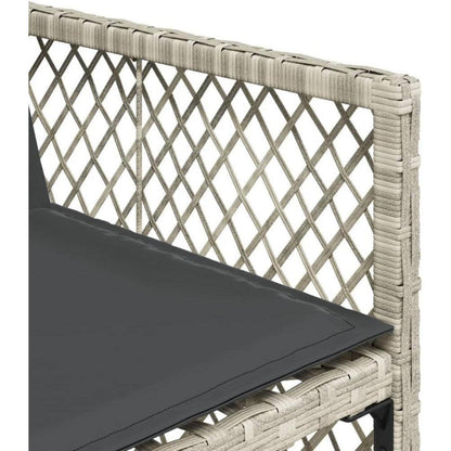 Garten Essgruppe 7-TLG. Poly Rattan Hellgrau mit Kissen