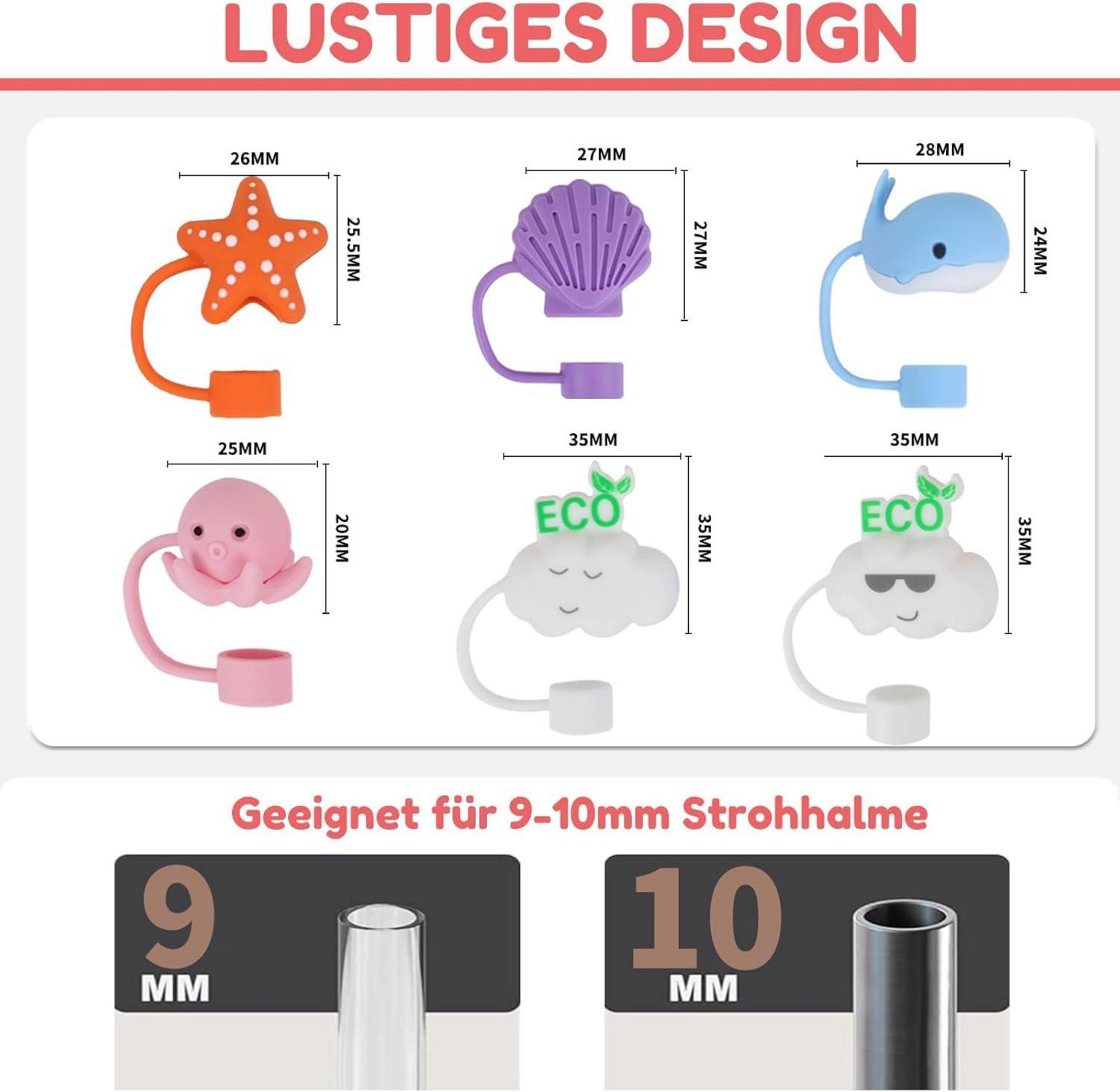 6er Set Silikon Strohhalm Abdeckung für Stanley Cup