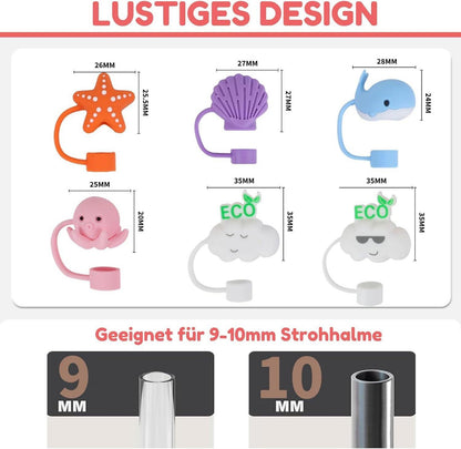6er Set Silikon Strohhalm Abdeckung für Stanley Cup