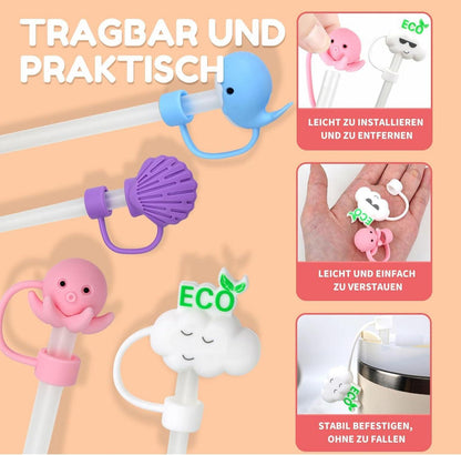 6er Set Silikon Strohhalm Abdeckung für Stanley Cup 9-10 mm Marine Zubehör