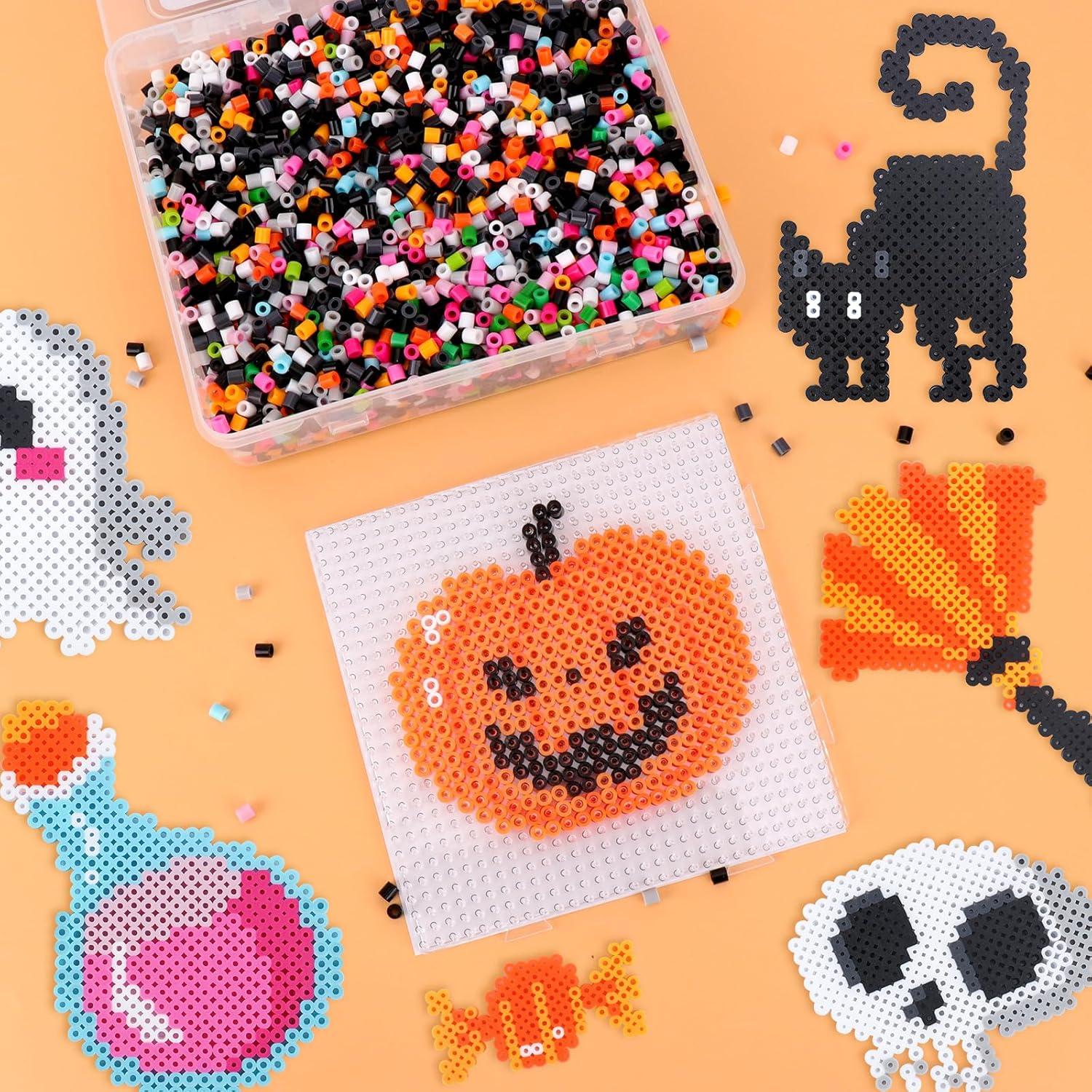 Bügelperlen Halloween Set 5000 Stück, 5mm Steckperlen, Steckplatte, 16