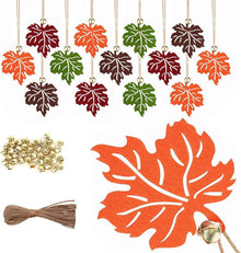 Herbstdeko Ahornblatt mit Glocke zum Aufhängen, Filz Blätter, Innen