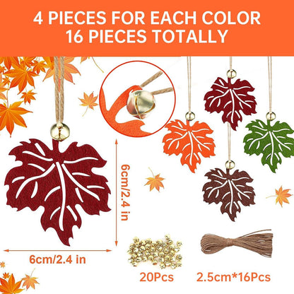 Herbstdeko Ahornblatt mit Glocke zum Aufhängen, Filz Blätter