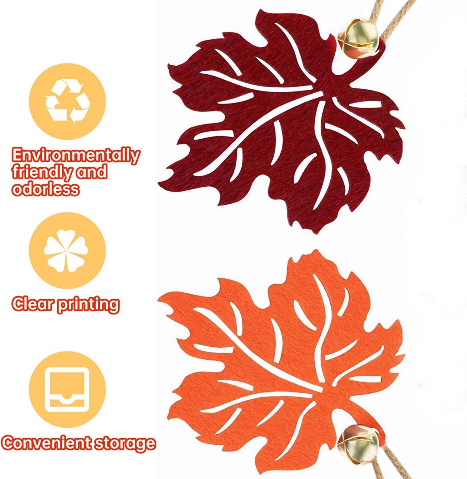 Herbstdeko Ahornblatt mit Glocke zum Aufhängen, Filz Blätter, Innen