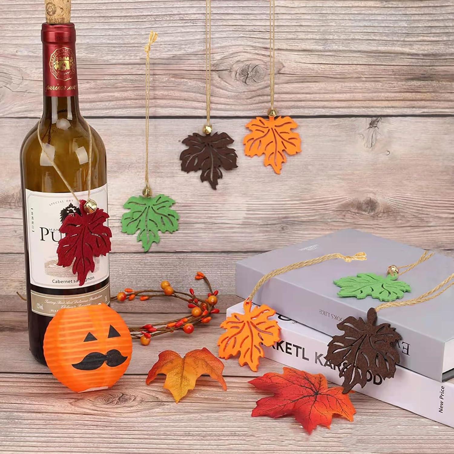 16Stk Ahornblatt Glocke Herbstdeko Fenster Tür Hängende Filz Blätter