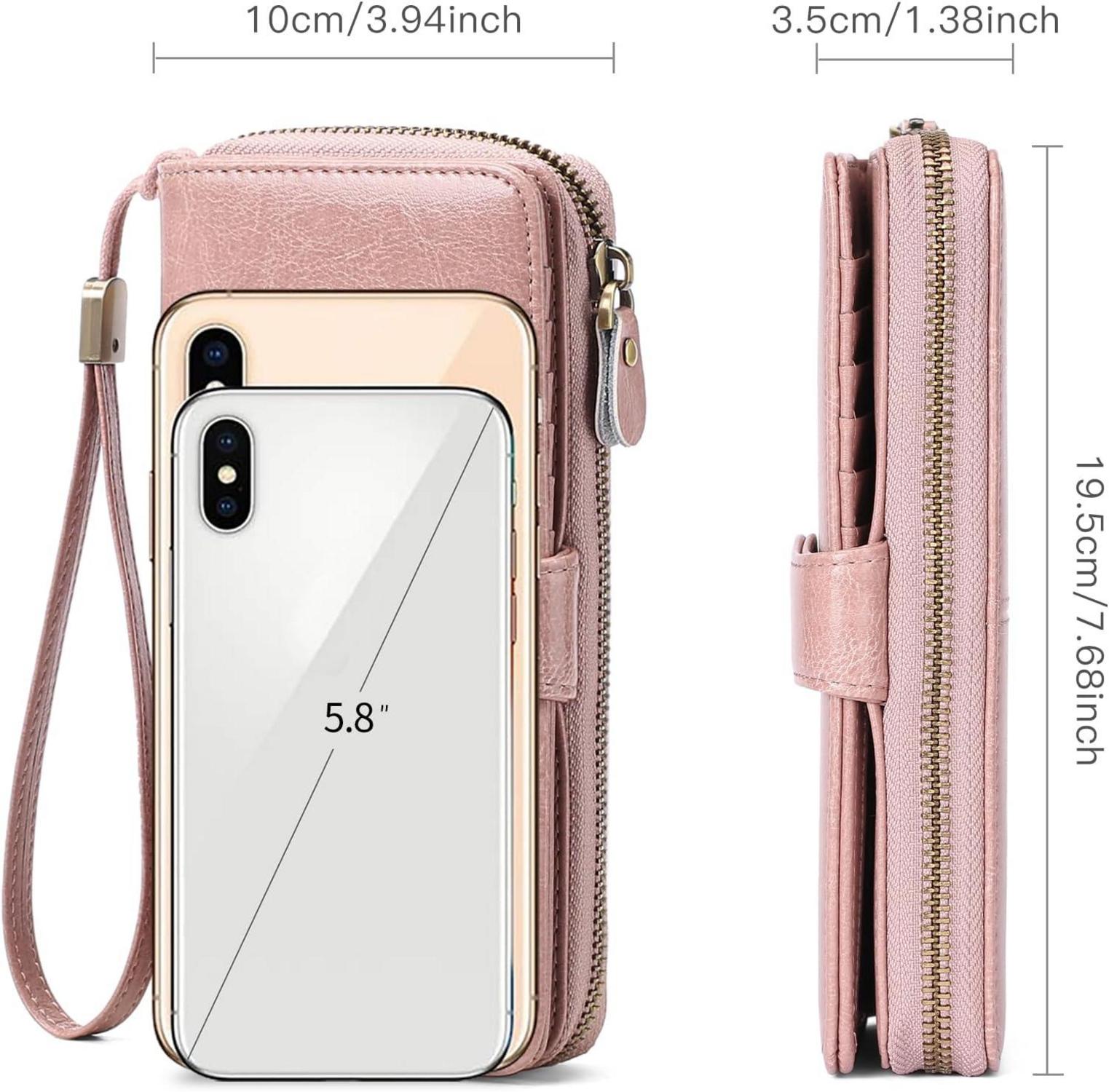 GAEKEAO Damen Geldbörse Portemonnaie RFID Schutz Groß Rosa