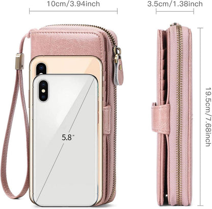 GAEKEAO Damen Geldbörse Portemonnaie RFID Schutz Groß Rosa