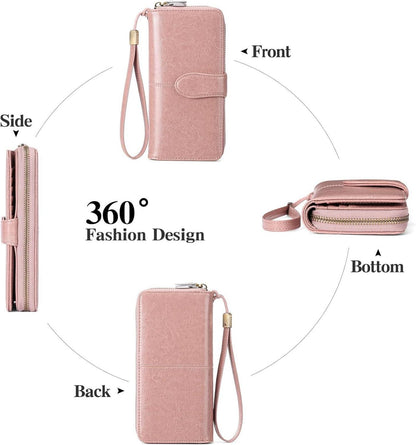 GAEKEAO Damen RFID Geldbörse Portemonnaie Rosa
