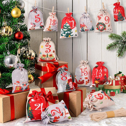 Adventskalender DIY zum Befüllen 24 Groß Stoffbeutel