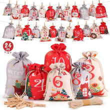 Adventskalender zum Befüllen DIY Set mit 24 Stoffbeutel Holzklammern