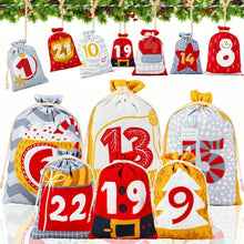 SINSOM Adventskalender zum Befüllen 24 Stoffbeutel Kinderrot