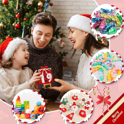 SINSOM Adventskalender zum Befüllen 24 Stoffbeutel Kinderrot