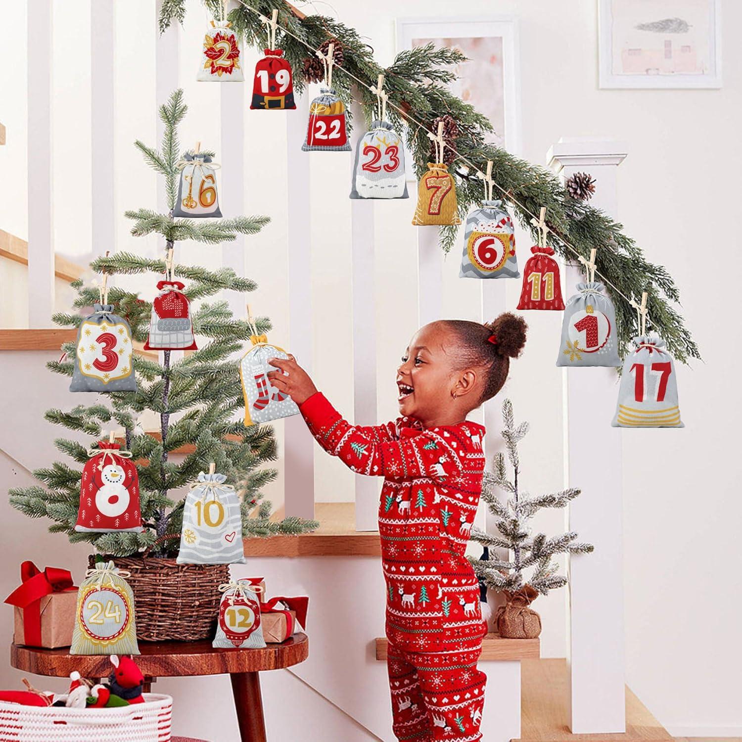 SINSOM Adventskalender Stoff Befüllen Kinder Weihnachtskalender
