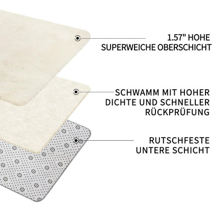 Hochflor Teppich Creme 275x370 – Flauschiger Wohnzimmerteppich Anti-Rutsch