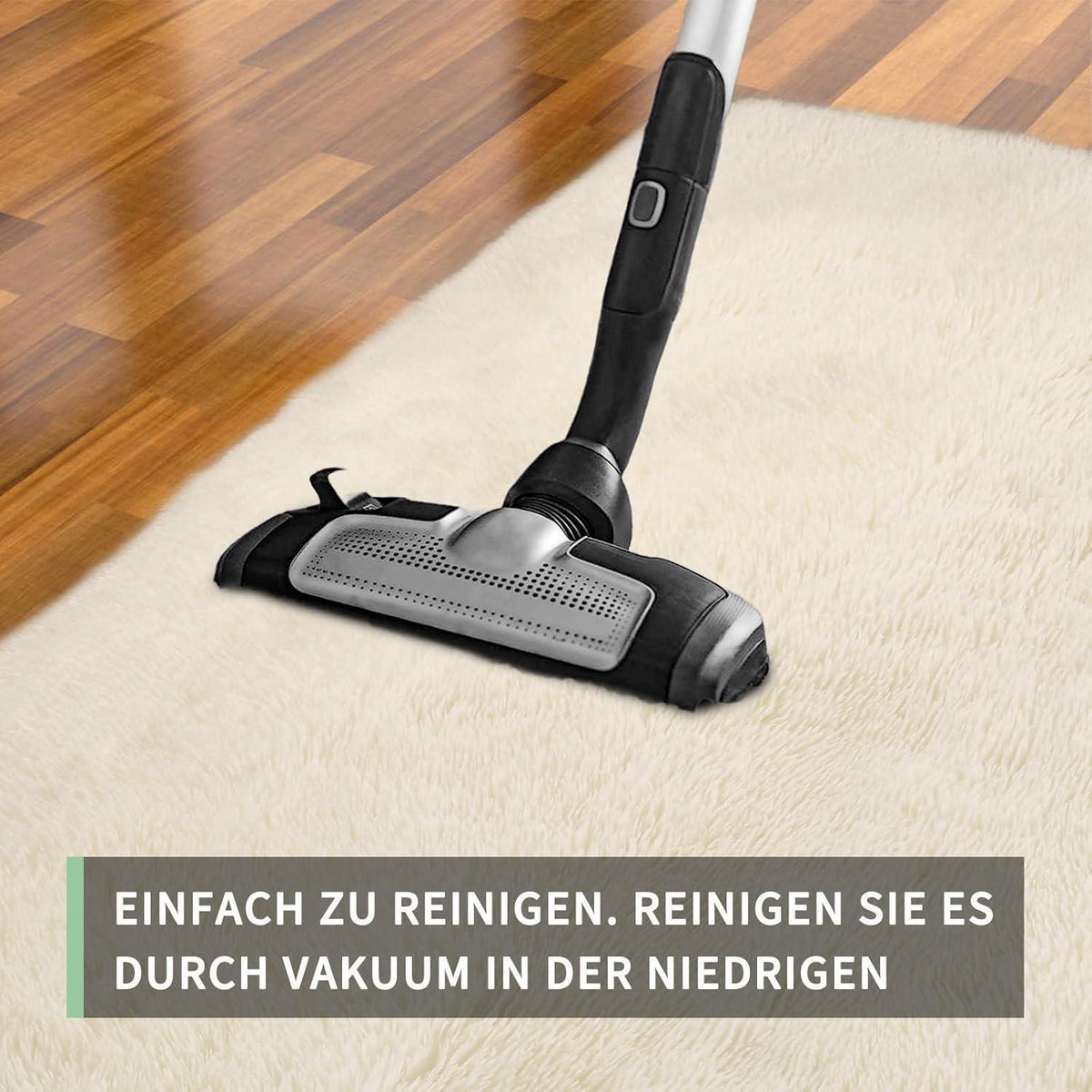 Hochflor Teppich Creme 275x370 – Flauschiger Wohnzimmerteppich Anti-Rutsch
