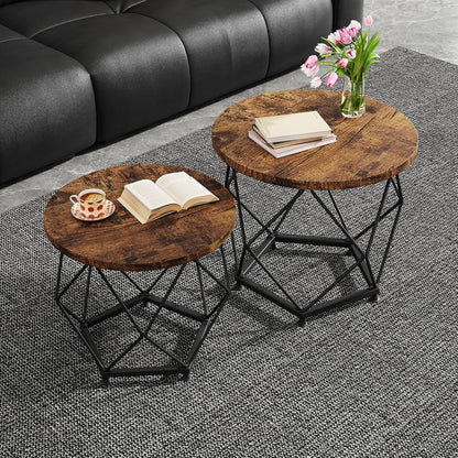 Runder Couchtisch 2er Set Beistelltisch Wohnzimmertisch Nachttisch